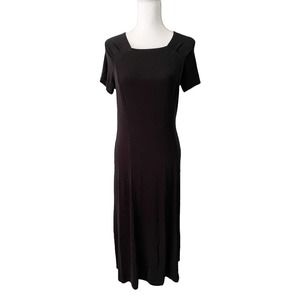 Coldwater Creek Black Slinky Short Sleeve Stretchy Maxi Dress Womens Size Small